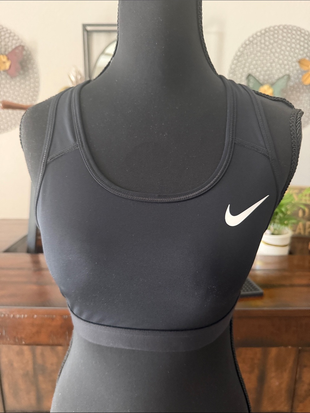 Nike Black Sports Bra with White Swoosh Logo